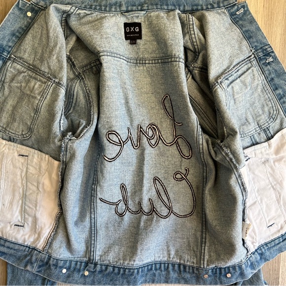 Love Club GXG Girls By Girls Medium Denim Jean Jacket Embroidered - Picture 6 of 16